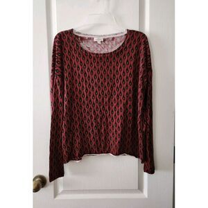 Garnet Hill Sweater Womens Rust Red Pattern Silk Blend Pullover Size‎ XS